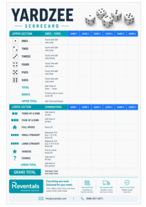 Free Yardzee Scoresheet